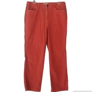 Talbots Petite Stretch Corduroy Straight Leg Pants Size 12 Pumpkin Orange